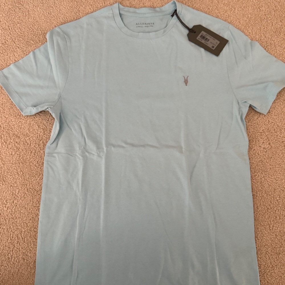 AllSaints Tee Shirt - New w/Tags Size X-Small - Race Tonic Crew - Salt Blue